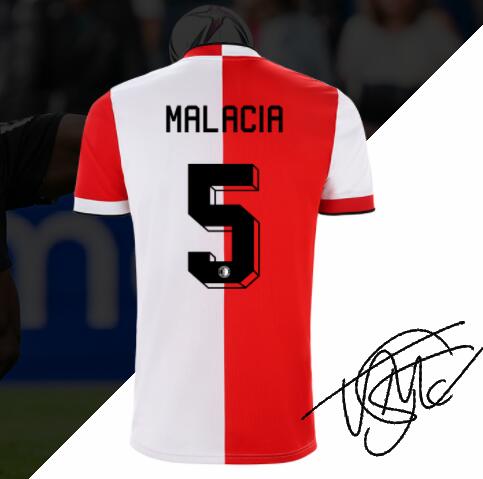 2021/22 Feyenoord Home Kit Soccer Jersey with Malacia 5 printing